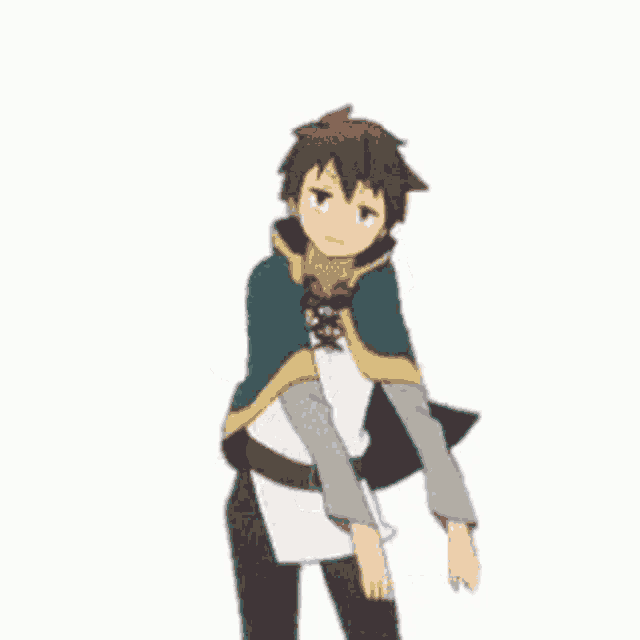 a boy is standing with his arms in the air .