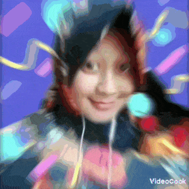 a blurry picture of a woman 's face with the words videocook below it