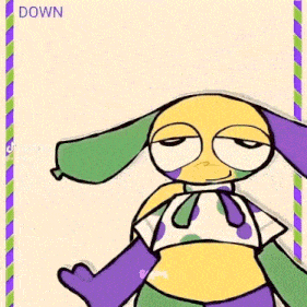 a cartoon of a dog wearing a crop top and purple pants .