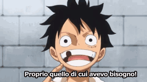 a cartoon character with the words proprio quello di cui avevo bisogno written below him