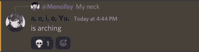a screenshot of a discord conversation between @menolsy my neck and aeio yu