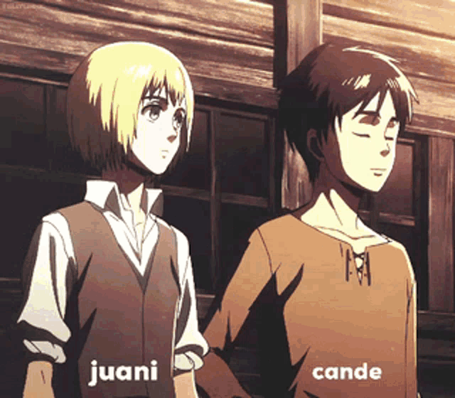 juani and cande are standing next to each other holding hands