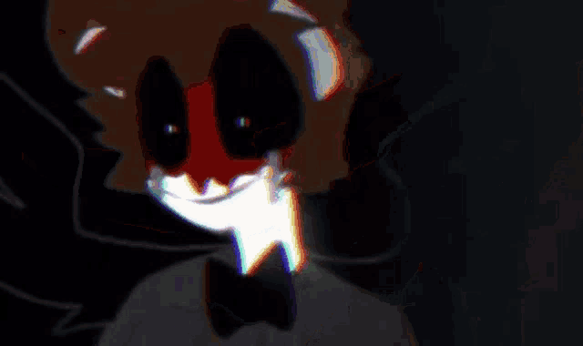 a close up of a cartoon character 's face with a blurry background