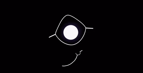 a black and white drawing of an eye with a circle in the middle .