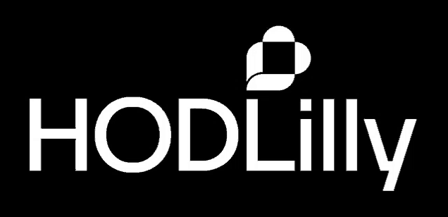 a white logo on a black background for hodlilly