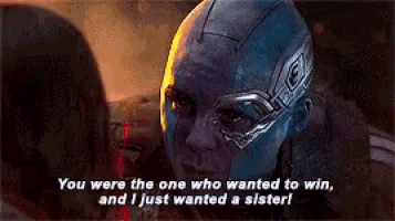 nebula from avengers : age of ultron is talking to a woman .