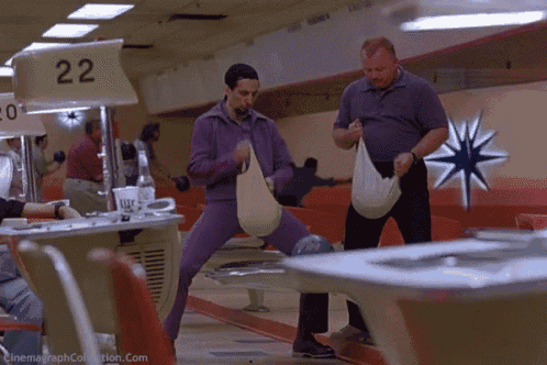 a bowling alley with the number 22 on the wall