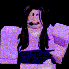 a girl with long black hair is wearing a purple sweater and a purple skirt .