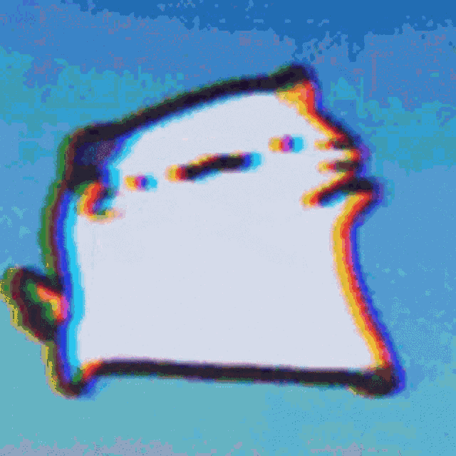 a cartoon drawing of a ghost with a blue sky background