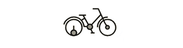 a drawing of a bicycle with a yellow ball on the front wheel