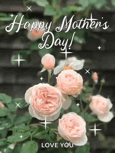 a mother 's day greeting card with pink roses and the words happy mother 's day love you