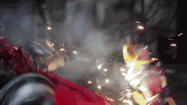 a man in a red cape is being punched by another man
