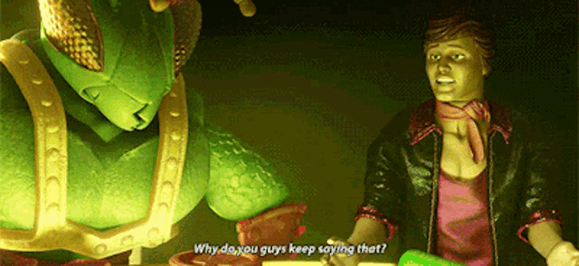 why do you guys keep saying that ? is being asked by a toy figure