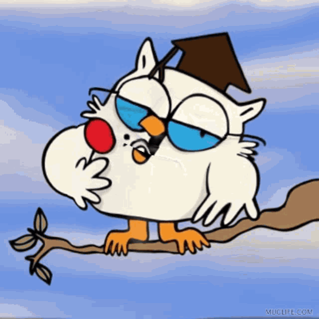a cartoon of an owl wearing a graduation cap and gown