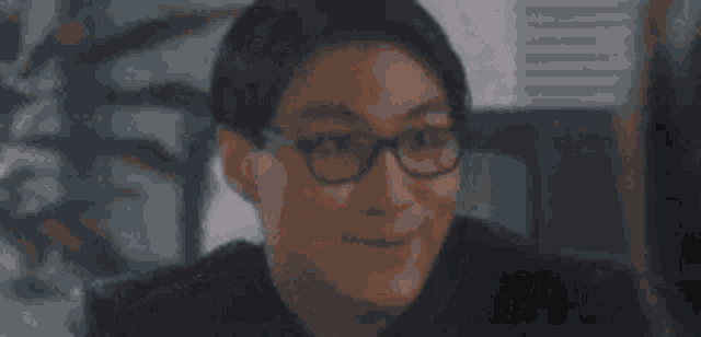a man wearing glasses says role in chinese characters