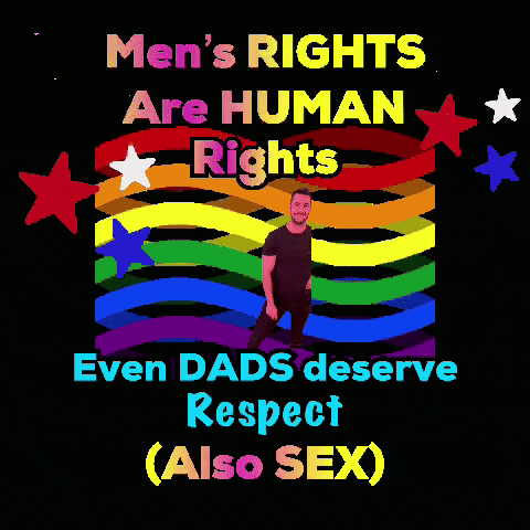 a poster that says ' men 's rights are human rights even dads deserve respect also sex '