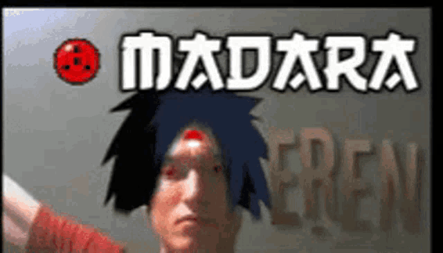 a picture of a man with red eyes and the word madara on the bottom