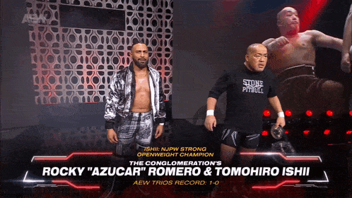 a wrestling match between rocky " azucar " romero and tomohiro ishii is being advertised