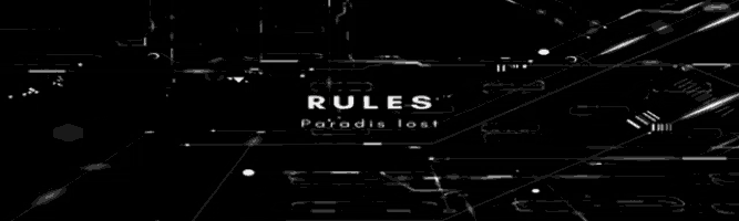 the word rules is on a black background with a lot of lines