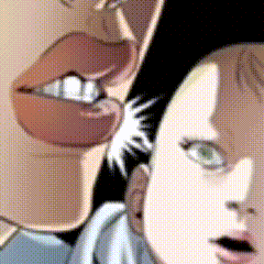 a cartoon drawing of a woman and a child