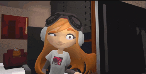 a cartoon character is holding a red bull bottle and has flames coming out of her head