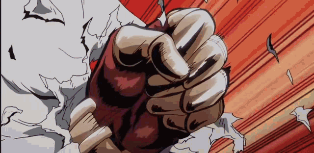 a close up of a person 's fist in a cartoon .