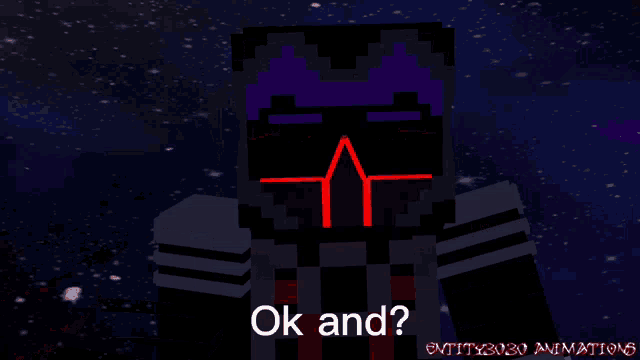 a cartoon character with red eyes and the words ok and