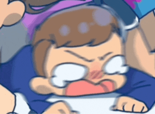 a cartoon of a person crying with their eyes closed and their mouth open .