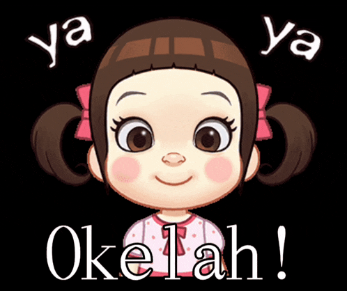 a cartoon of a girl with the word oketah written below her