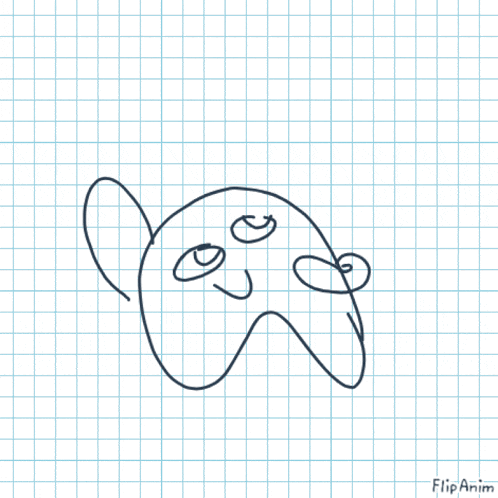 a drawing of a cat on a piece of graph paper with flipanim written underneath it