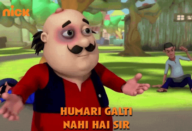 a cartoon character with the words humari gali nahi hai sir
