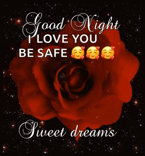 a good night i love you be safe sweet dreams with a red rose
