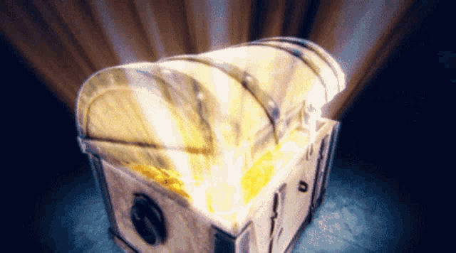 a treasure chest with a light coming out of the top