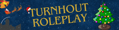 a blue background with the words turnhout roleplay and a christmas tree on it