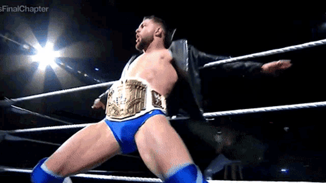 a man in a wrestling ring with the word final chapter on the bottom right