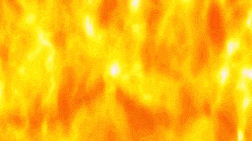 a cartoon character is flying through the air in front of a fire background .