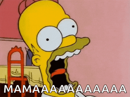a cartoon of homer simpson with his mouth wide open and the words mamaaa written on the bottom