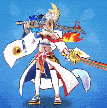 a cartoon character with a sword and a camera