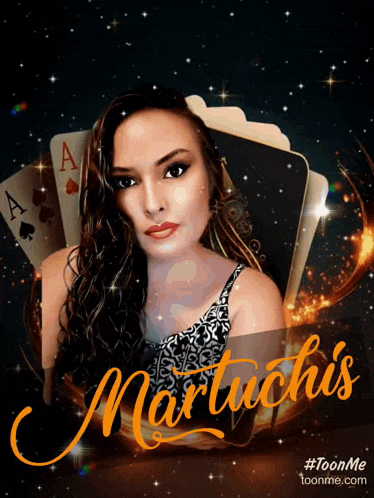 a picture of a woman with playing cards and the name martuchis