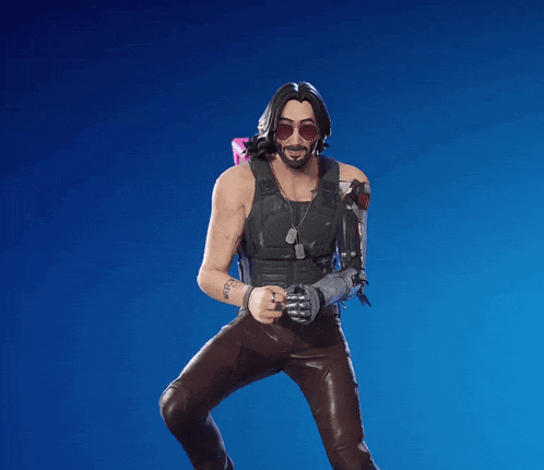 a man with a beard and sunglasses is holding a pink book on his back