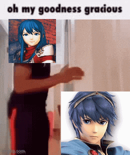a meme with a picture of a girl and a picture of a boy says oh my goodness gracious