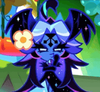 a cartoon character with a flower in her hair and a bow tie