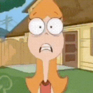 a close up of a cartoon character with big eyes