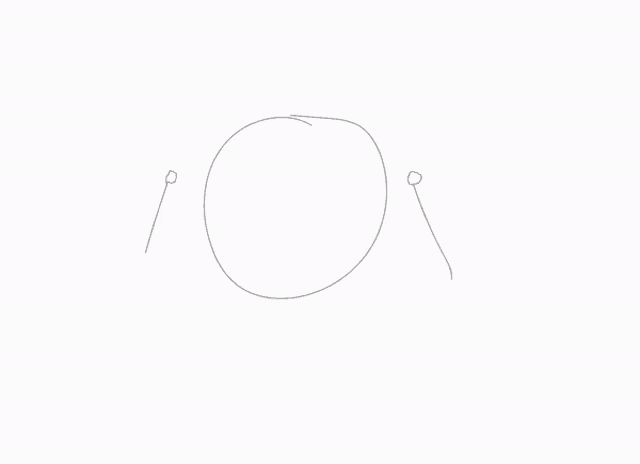 a child 's drawing of a circle with two lines in it