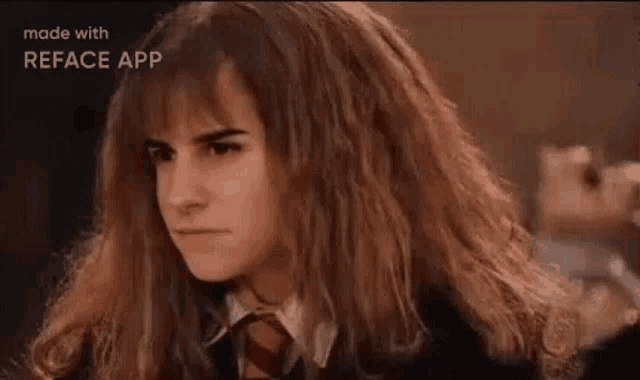 hermione granger from harry potter is making a funny face while wearing a tie .