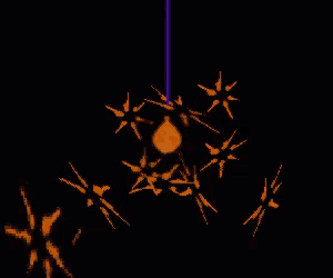a computer generated image of a spider with green and orange lines