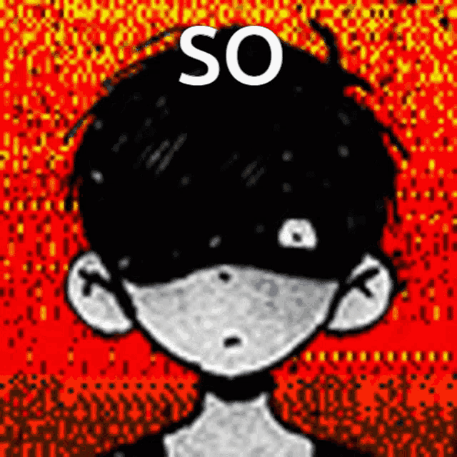 a black and white drawing of a boy with the words `` so '' written on it .