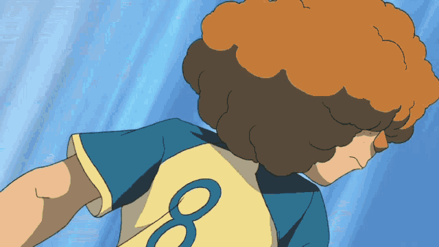 a cartoon character with a number 8 on his back