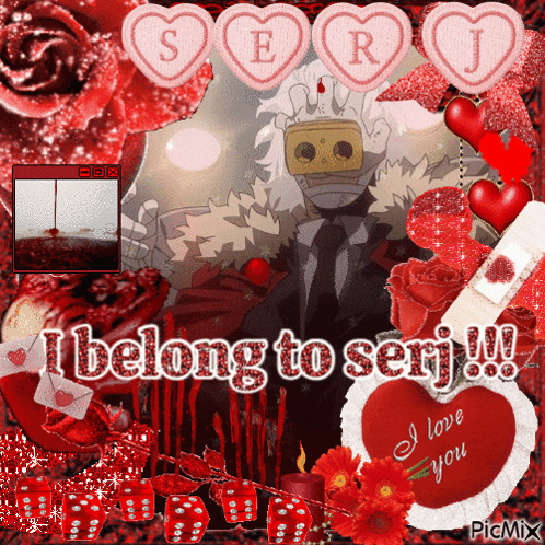 a picture of a man with the words i belong to serj on it