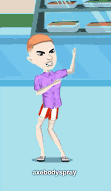 a cartoon character with the name axebodyspray written on the bottom